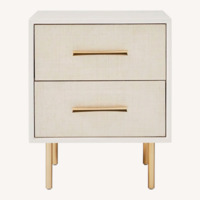 West Elm Margot Raffia White Wood Nightstand