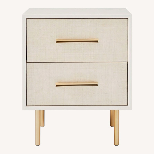 Used West Elm Margot Raffia White Wood Nightstand for sale on AptDeco