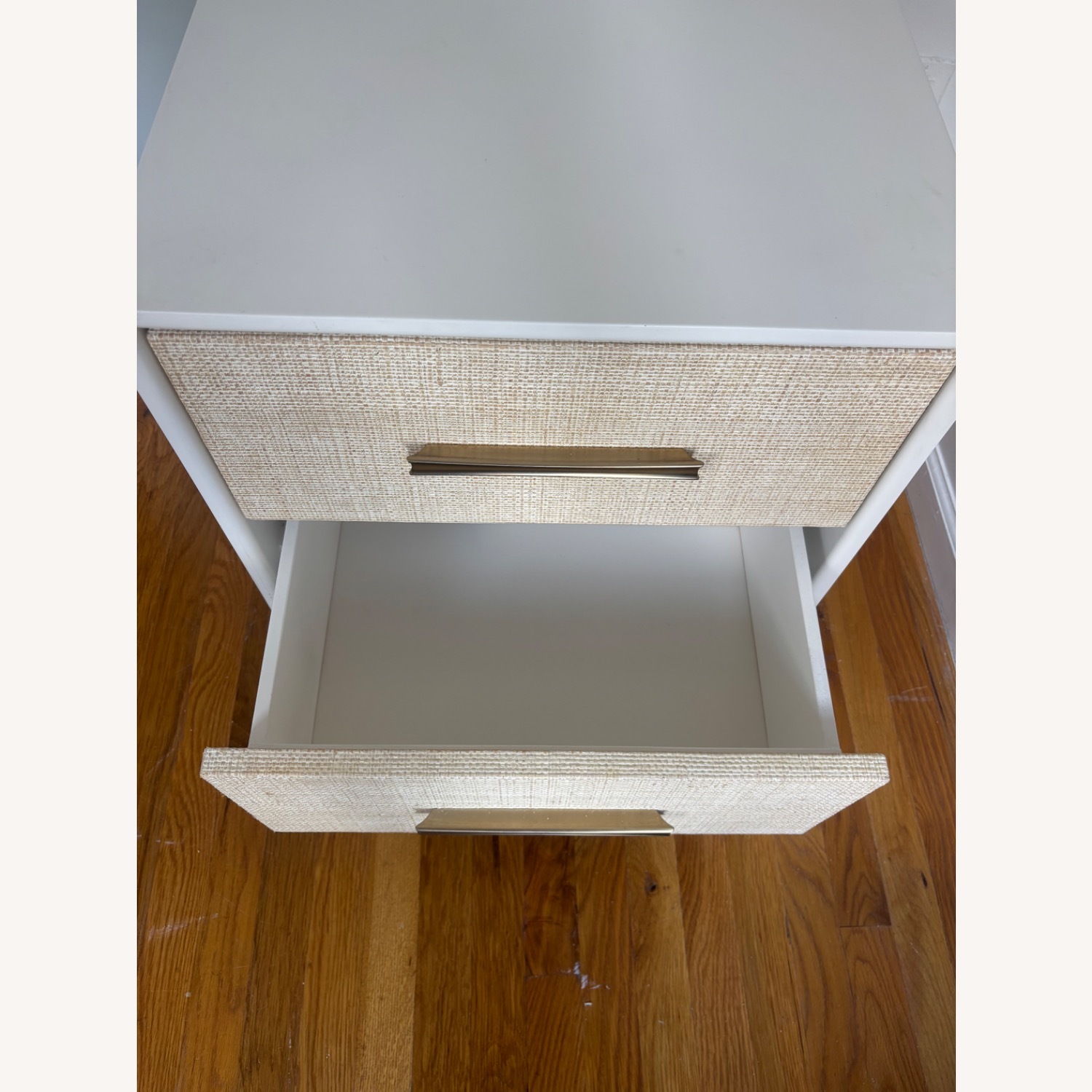 West Elm Margot Raffia White Wood Nightstand - image-6
