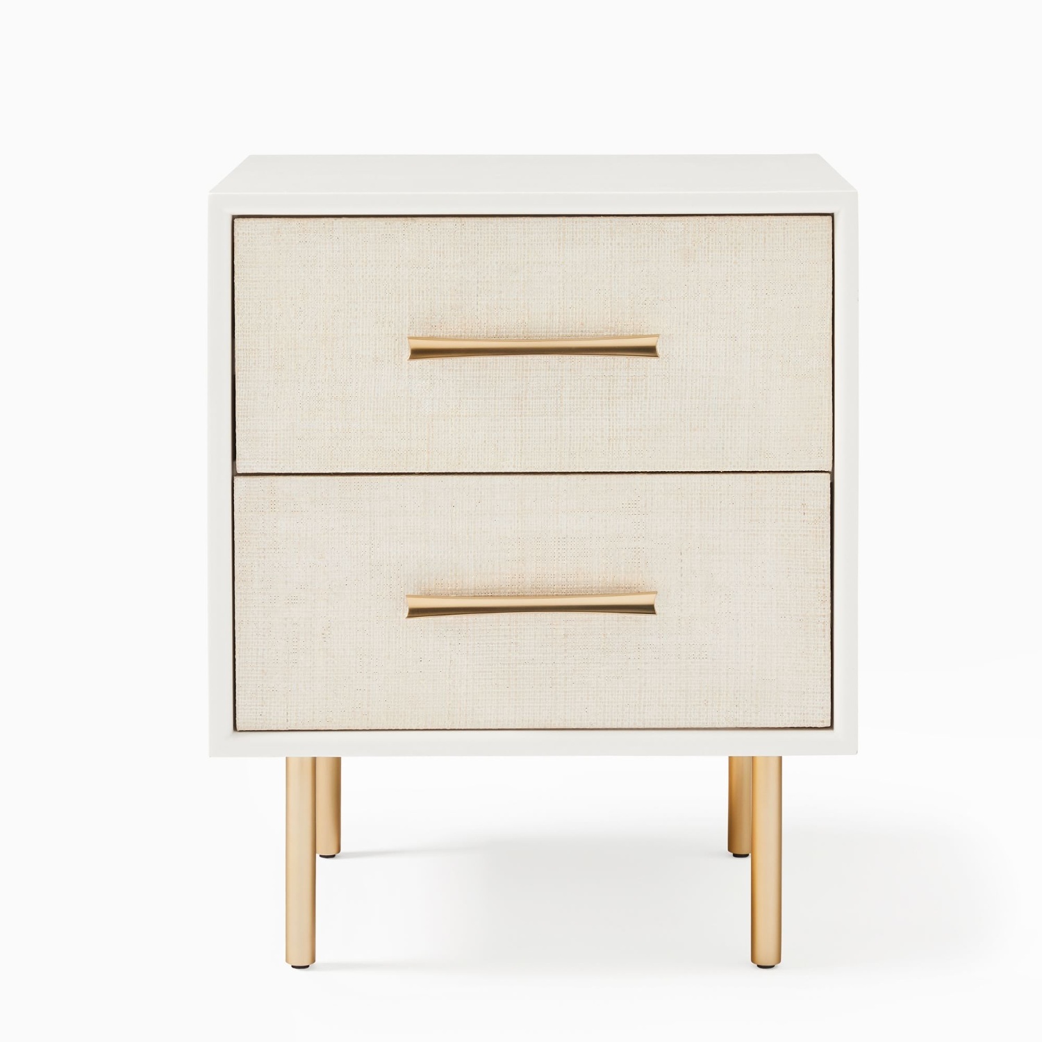 West Elm Margot Raffia White Wood Nightstand - image-7