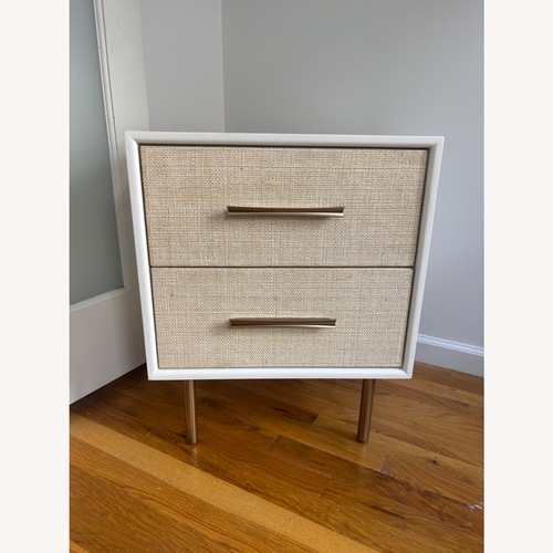 Used West Elm Margot Raffia White Wood Nightstand for sale on AptDeco
