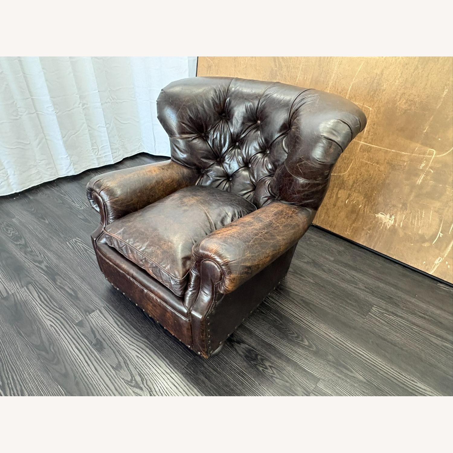 Restoration Hardware Churchill Leather Chair with Nailheads - image-25