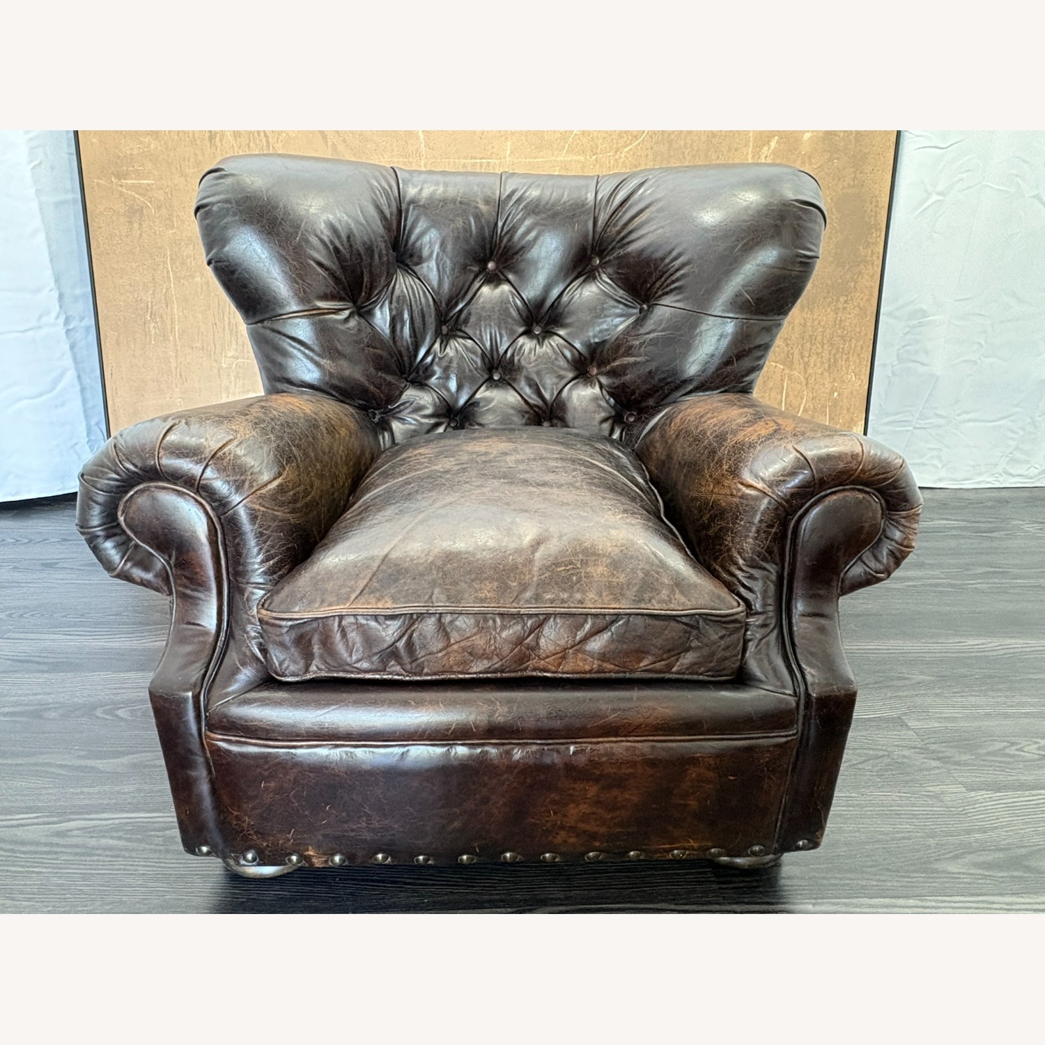 Restoration Hardware Churchill Leather Chair with Nailheads - image-1