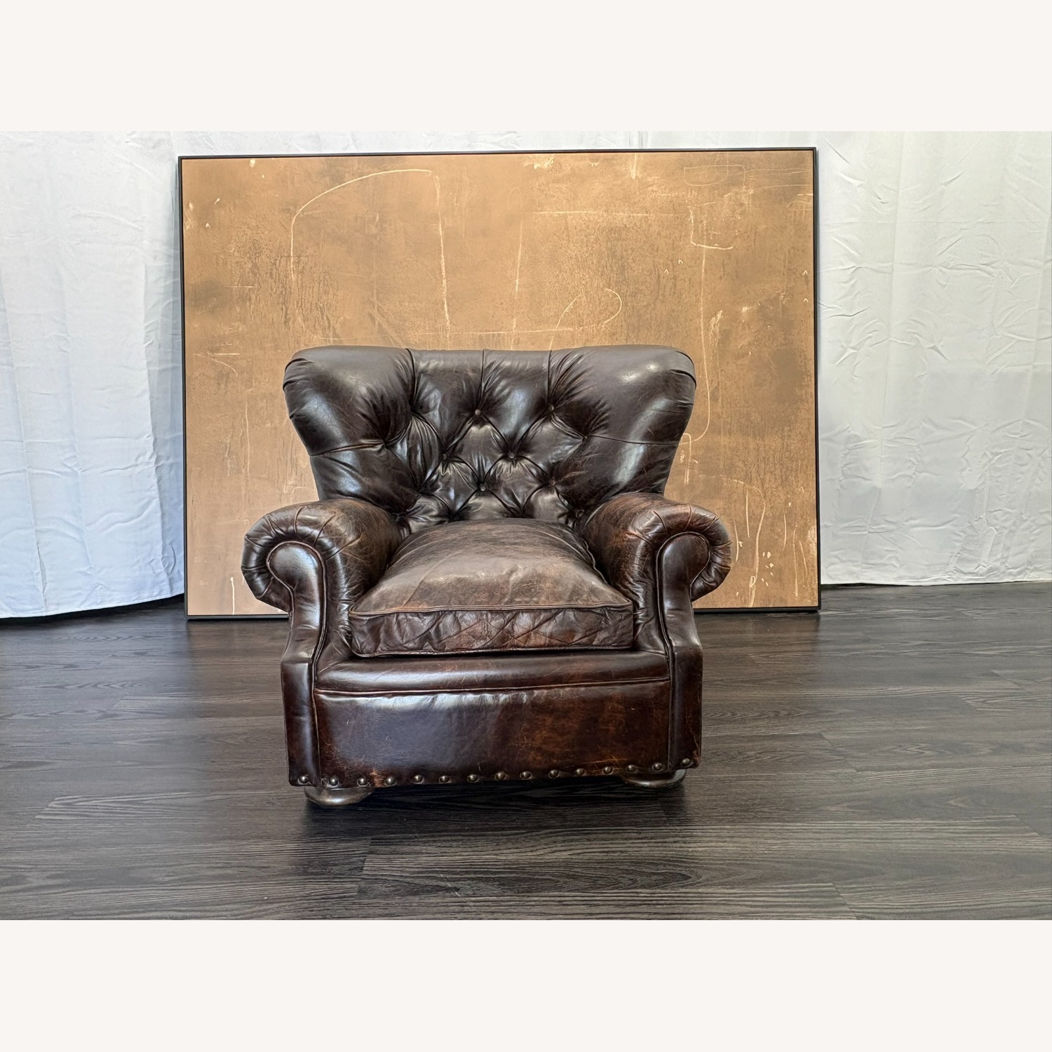 Restoration Hardware Churchill Leather Chair with Nailheads - image-23