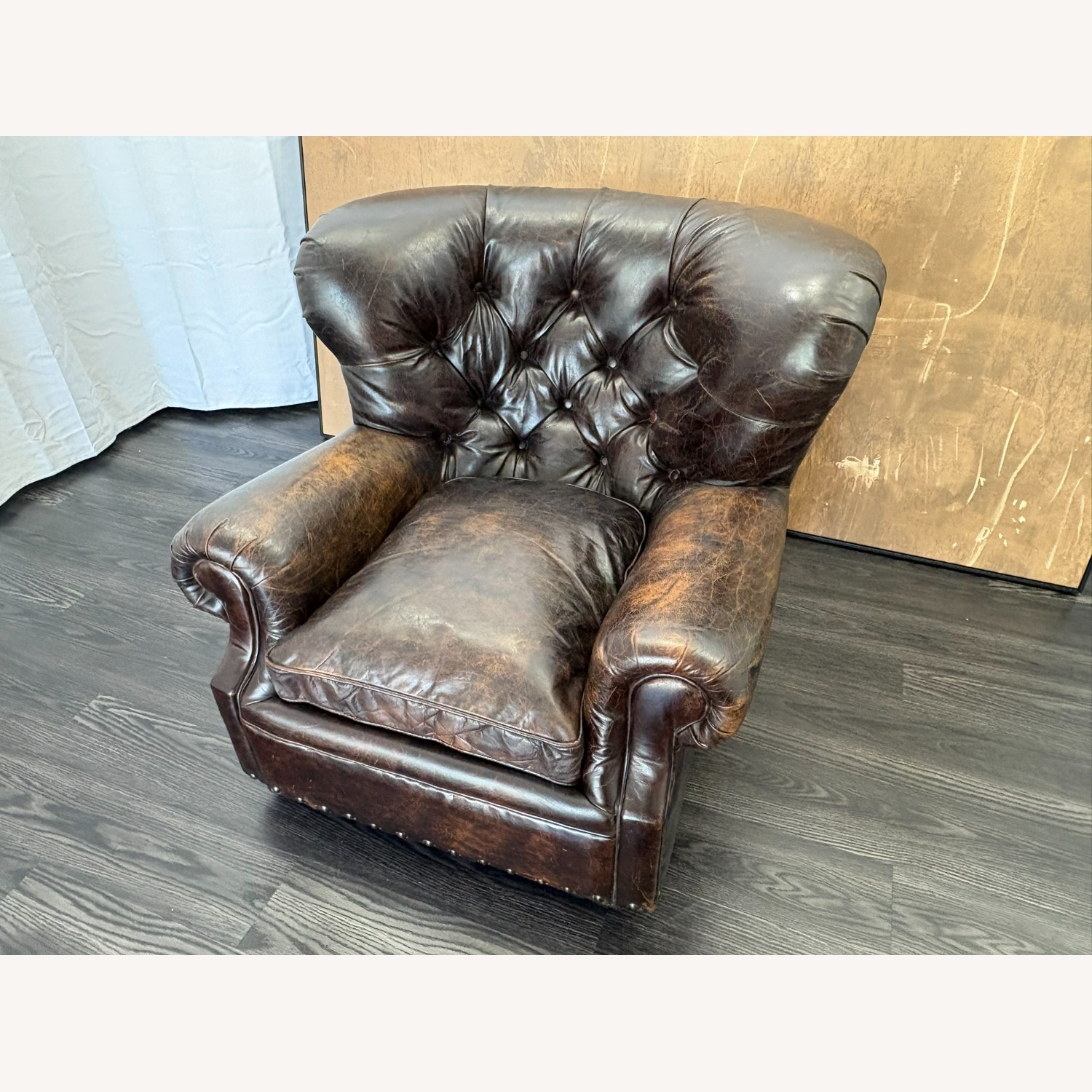 Restoration Hardware Churchill Leather Chair with Nailheads - image-6