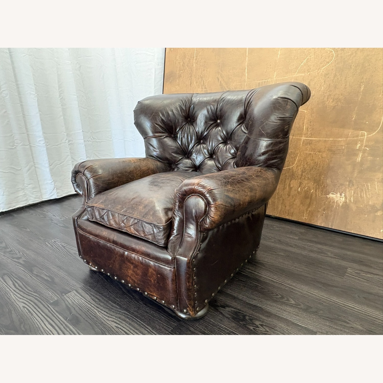Restoration Hardware Churchill Leather Chair with Nailheads - image-3