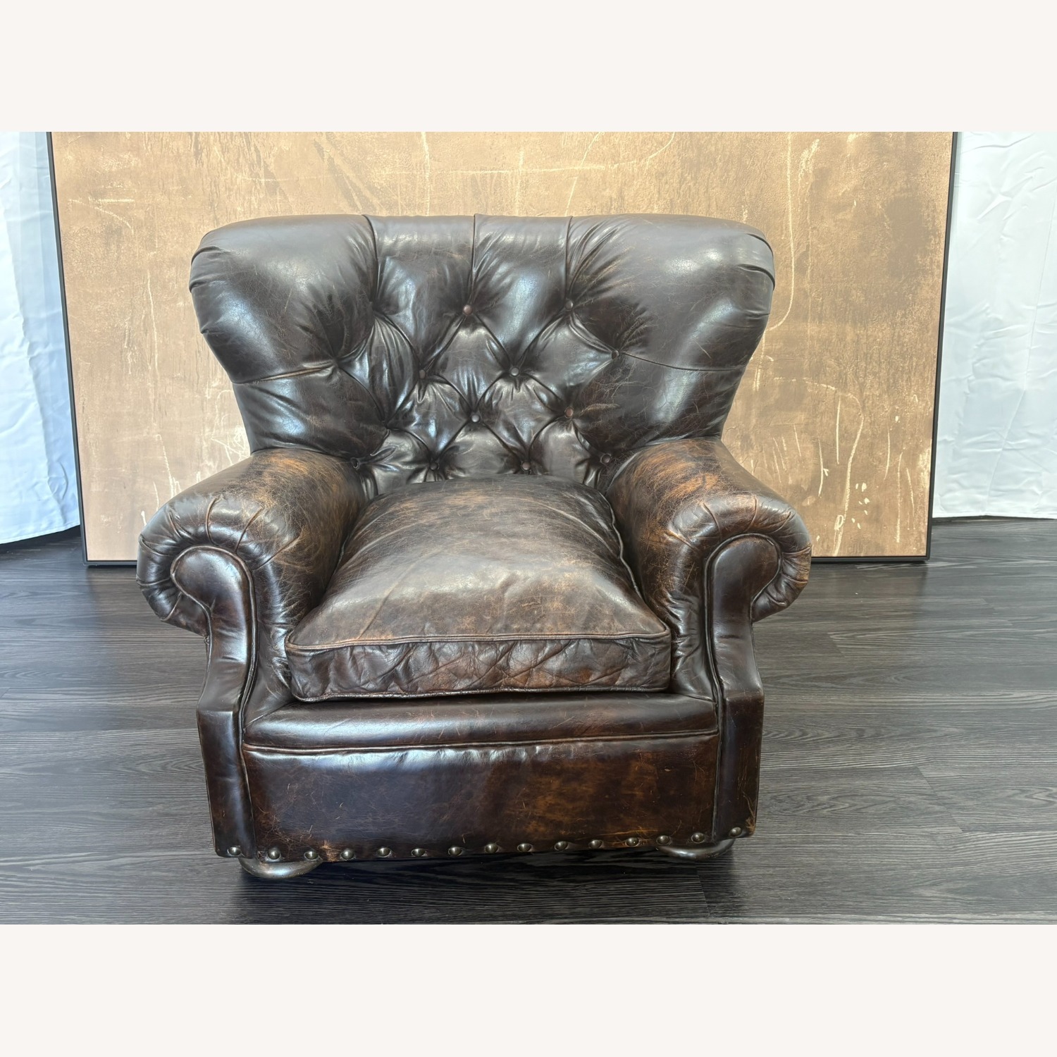 Restoration Hardware Churchill Leather Chair with Nailheads - image-22