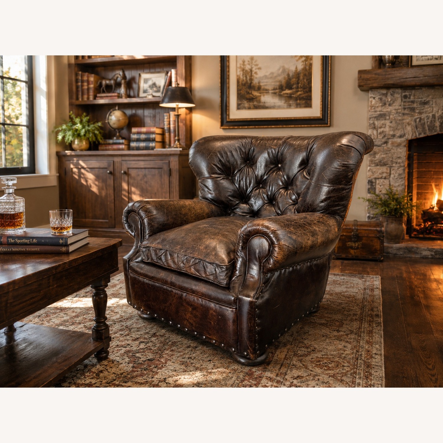 Restoration Hardware Churchill Leather Chair with Nailheads - image-0
