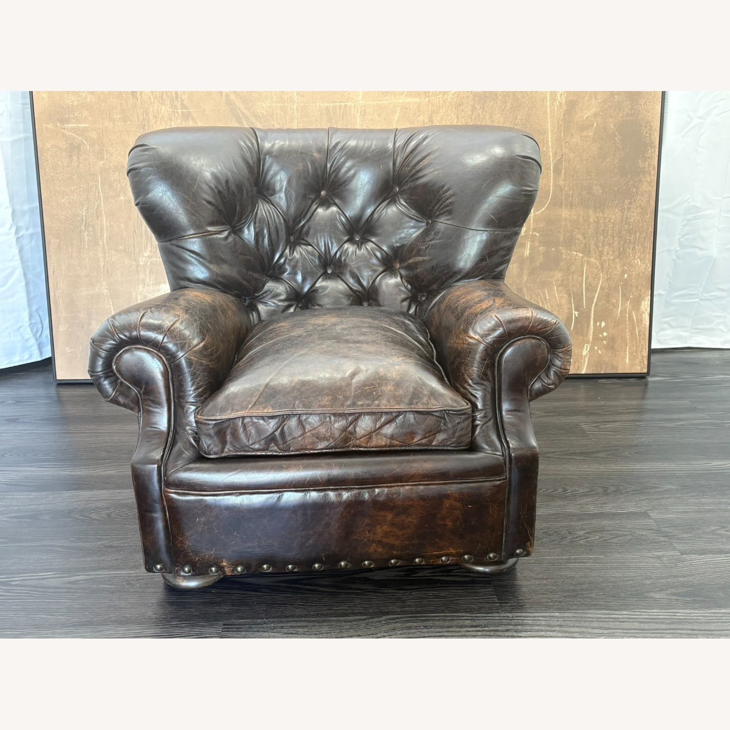 Restoration Hardware Churchill Leather Chair with Nailheads - image-29