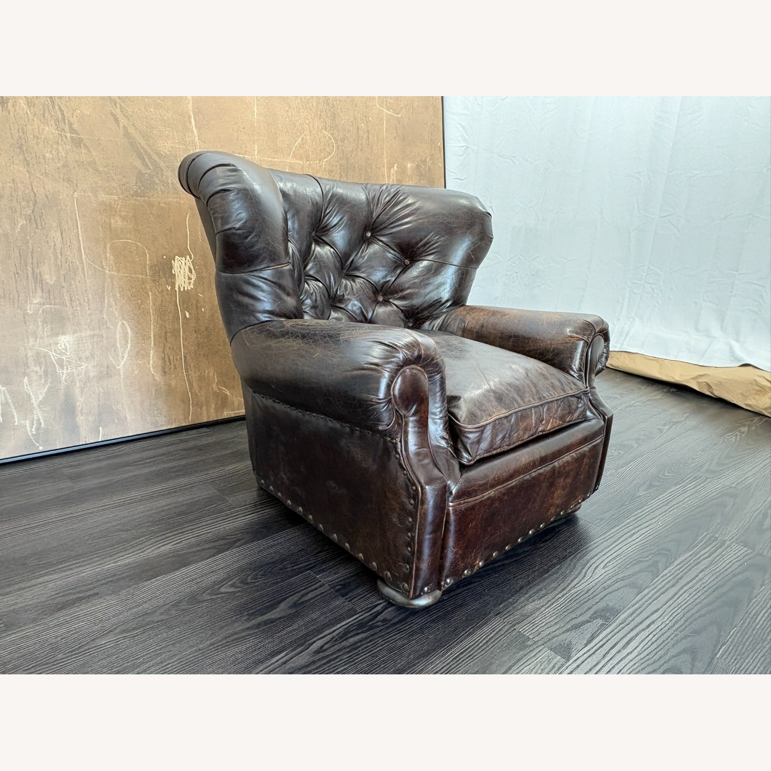 Restoration Hardware Churchill Leather Chair with Nailheads - image-5