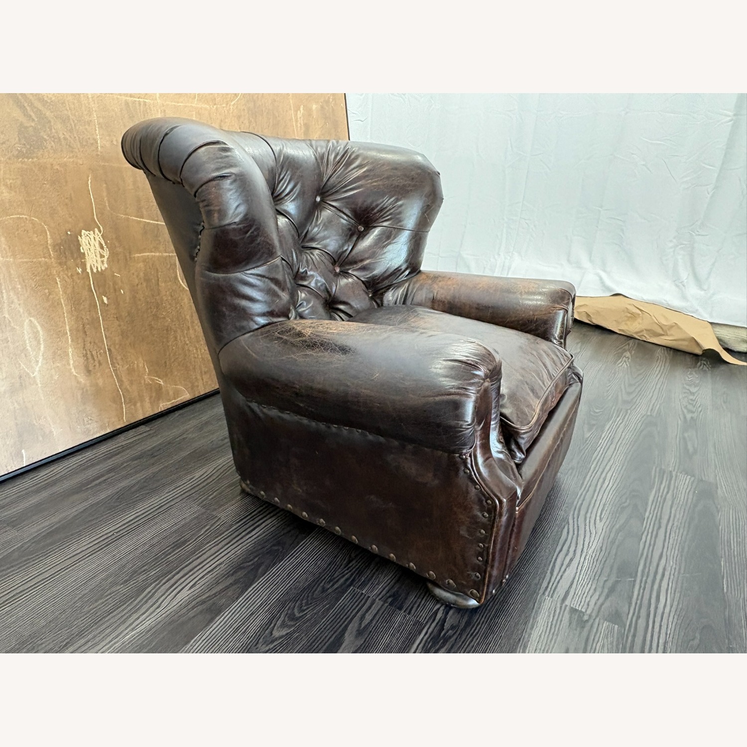 Restoration Hardware Churchill Leather Chair with Nailheads - image-4
