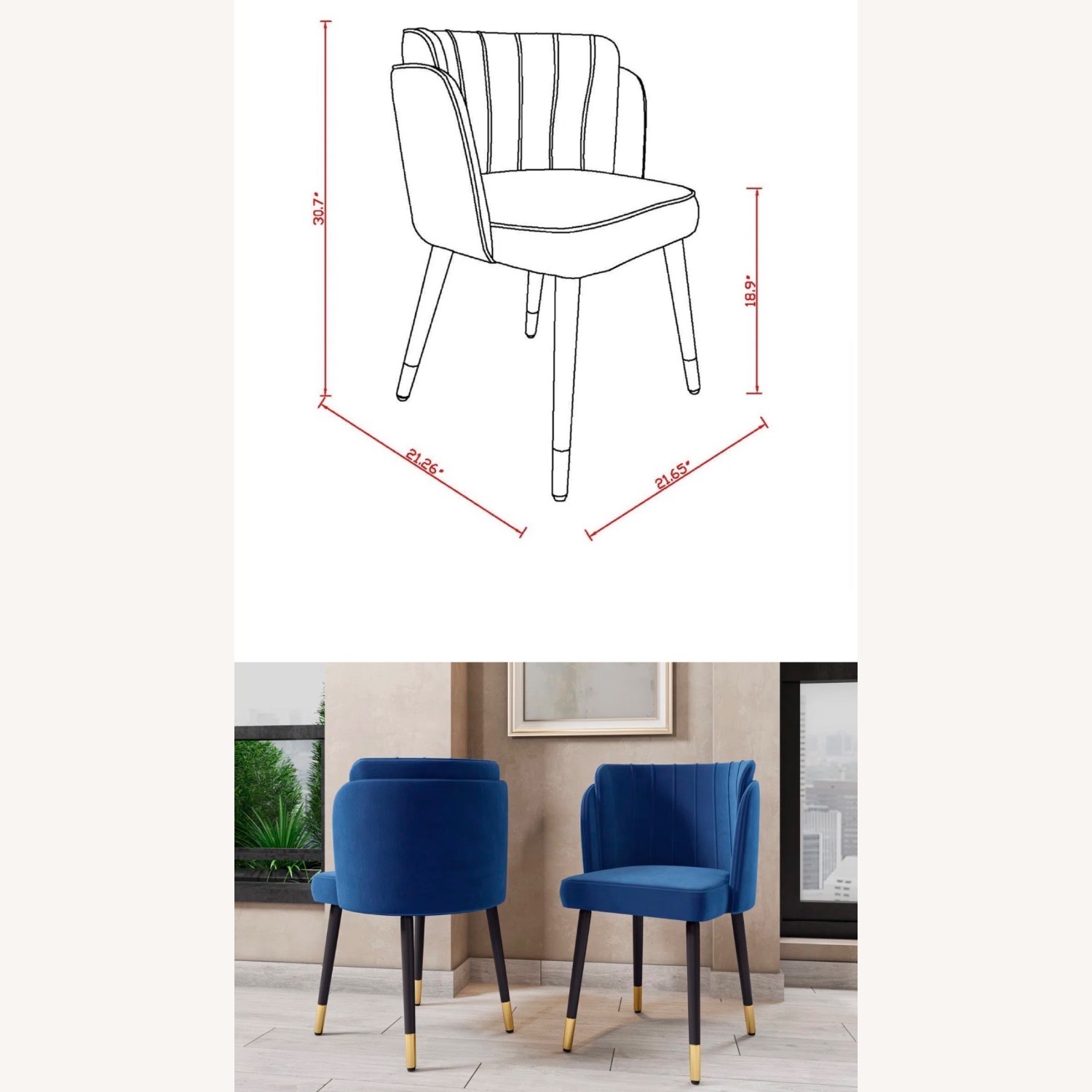 Wayfair Everly Quinn Royal Blue Velvet Side Chairs - image-4