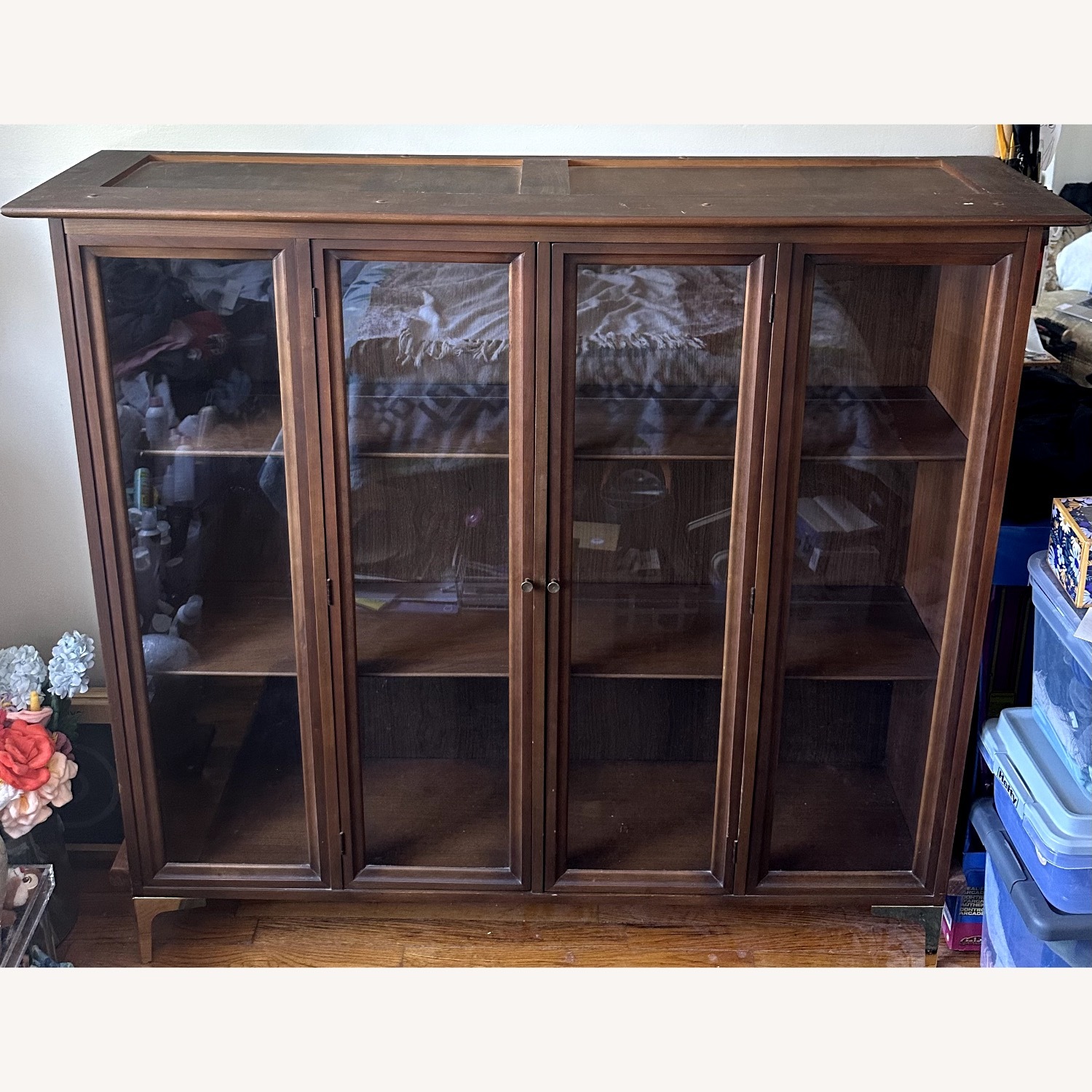 Vintage/Antique Dark Brown Wood Bookcase - image-1