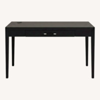 Black Wood Desk with Keyboard Tray and Drawers