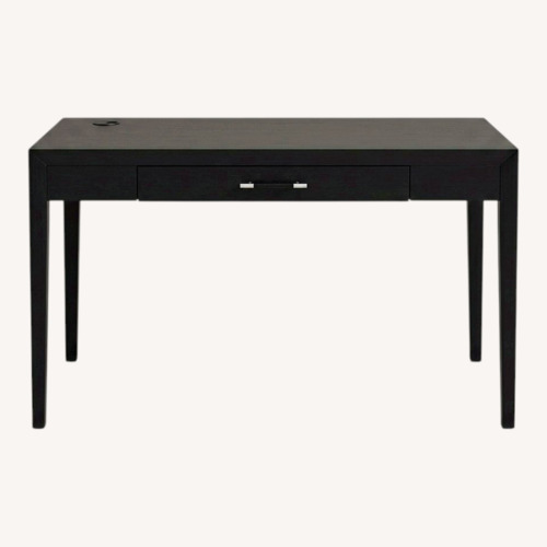 Used Black Wood Desk with Keyboard Tray and Drawers for sale on AptDeco
