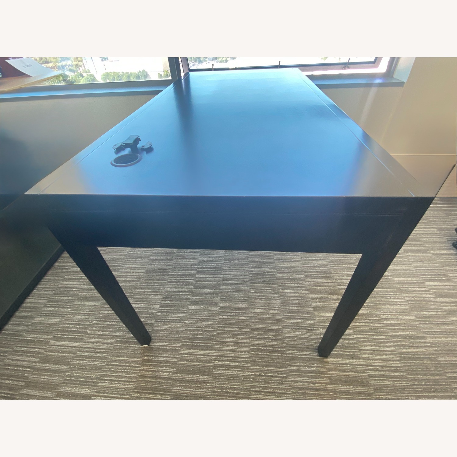 Black Wood Desk with Keyboard Tray and Drawers - image-12