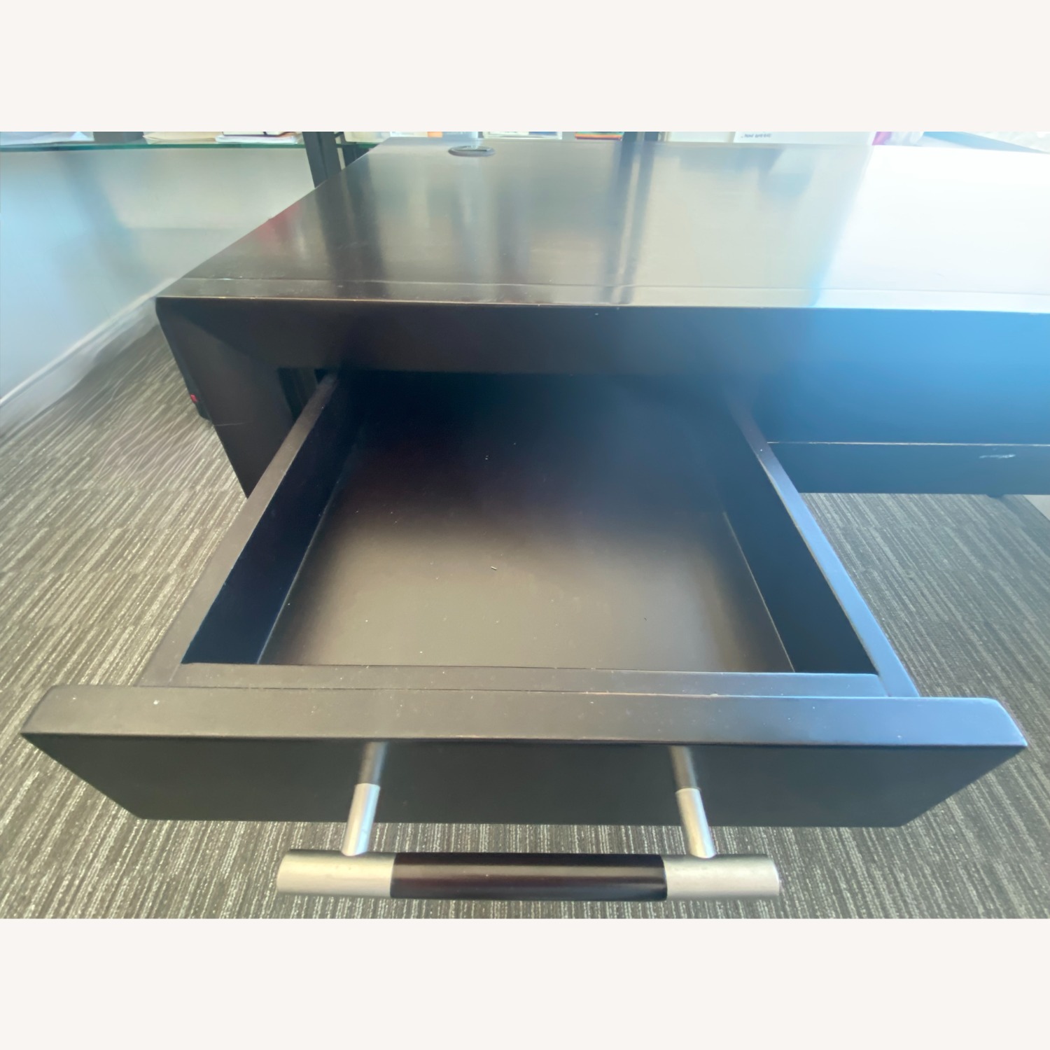 Black Wood Desk with Keyboard Tray and Drawers - image-3