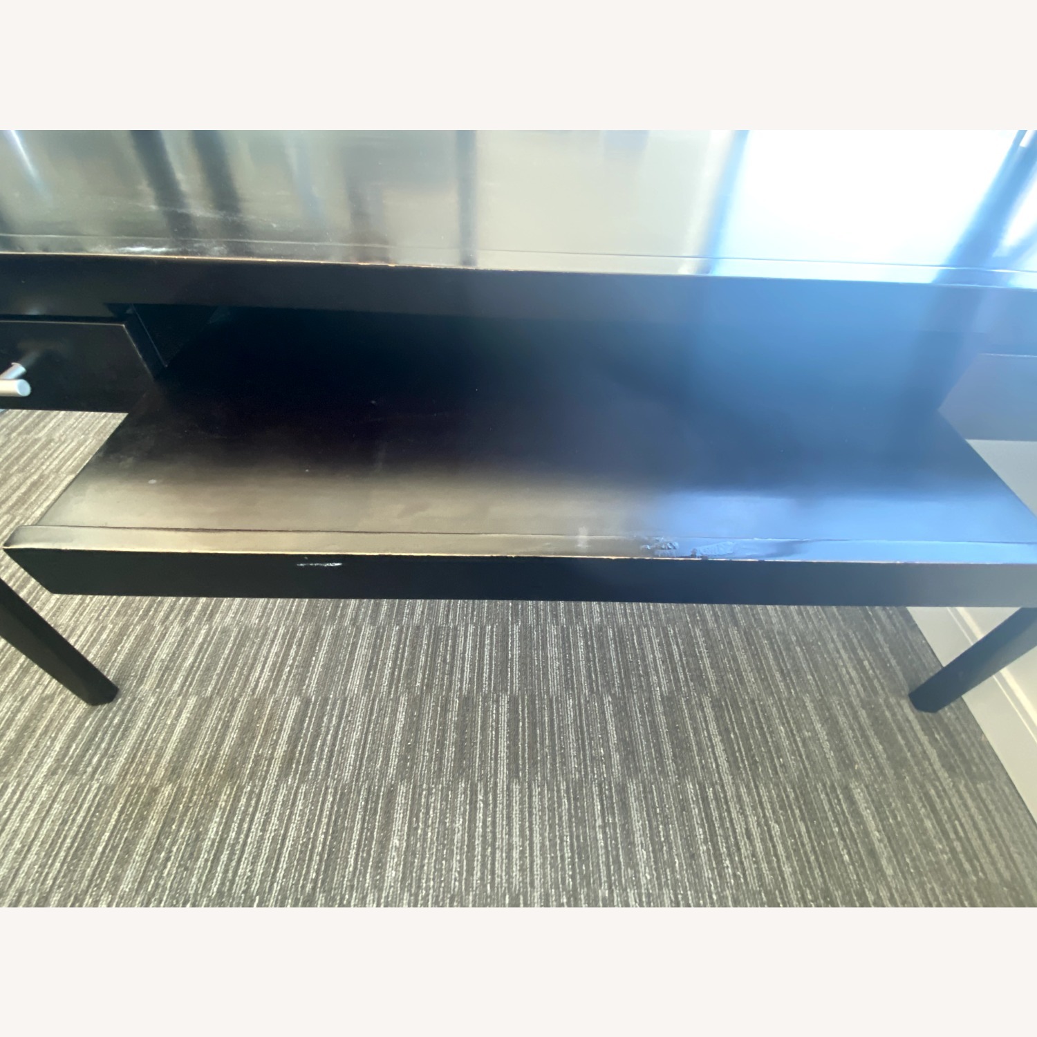 Black Wood Desk with Keyboard Tray and Drawers - image-4