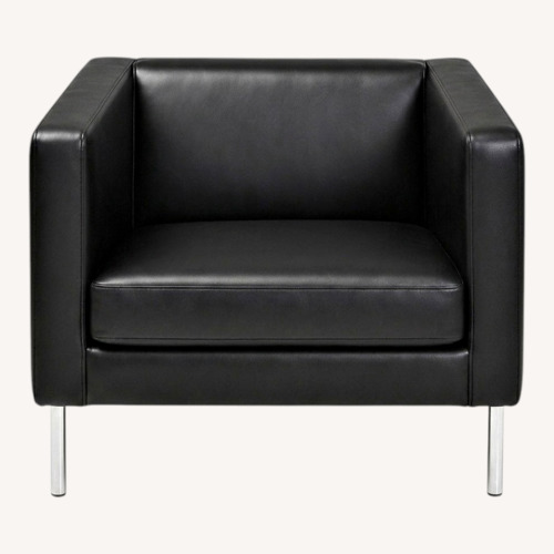Used IKEA Klappsta Vintage Black Leather Armchair for sale on AptDeco