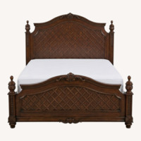 Dark Brown Wood King Bed