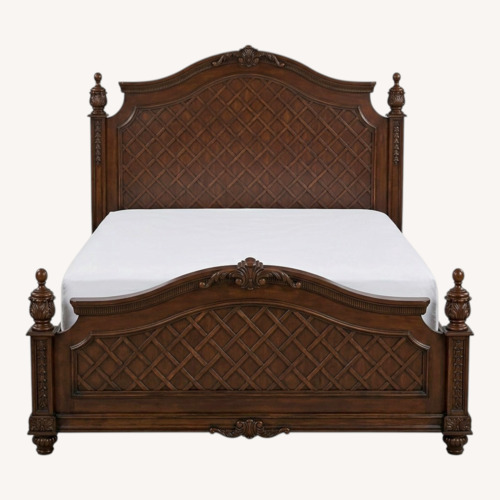 Used Dark Brown Wood King Bed for sale on AptDeco