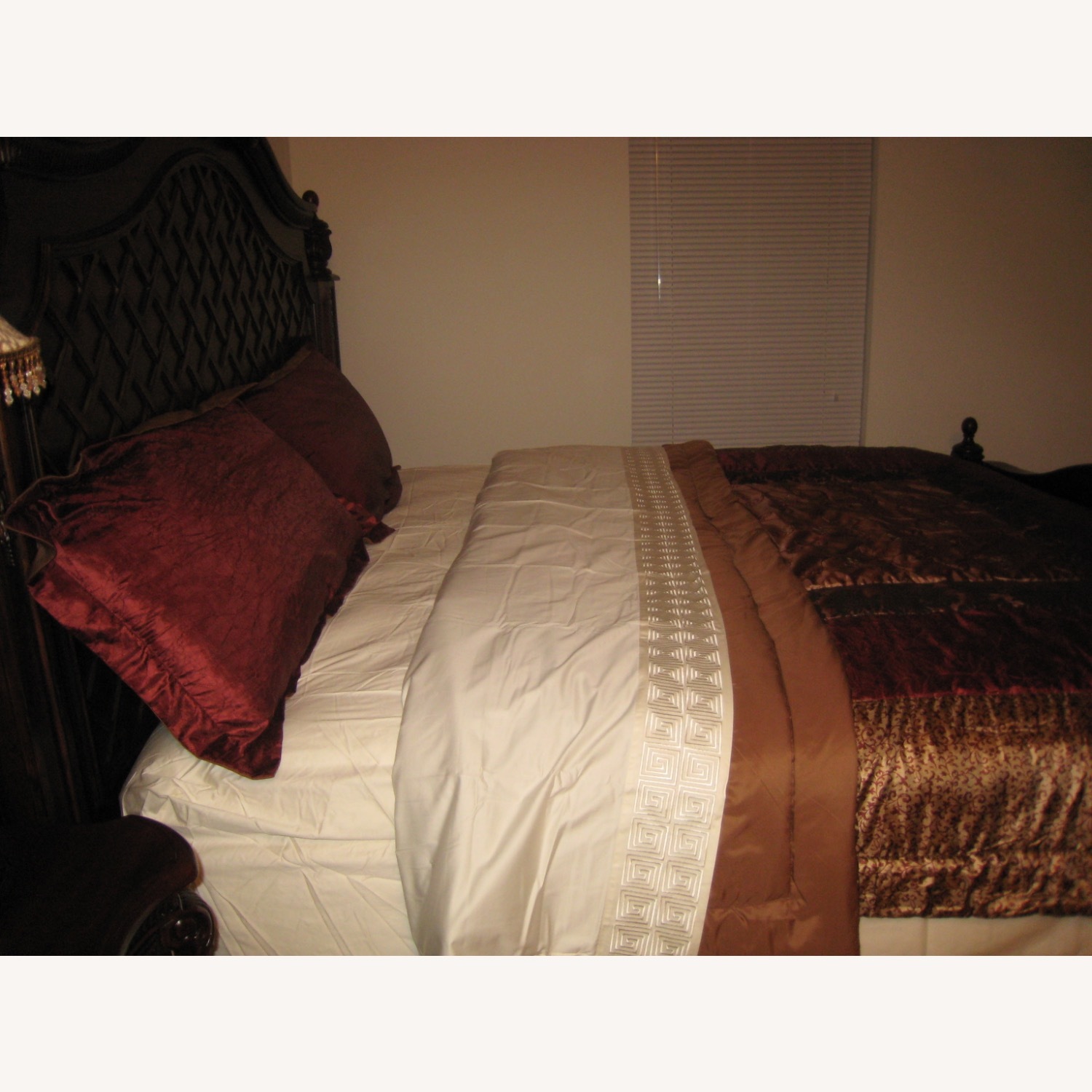 Dark Brown Wood King Bed - image-4