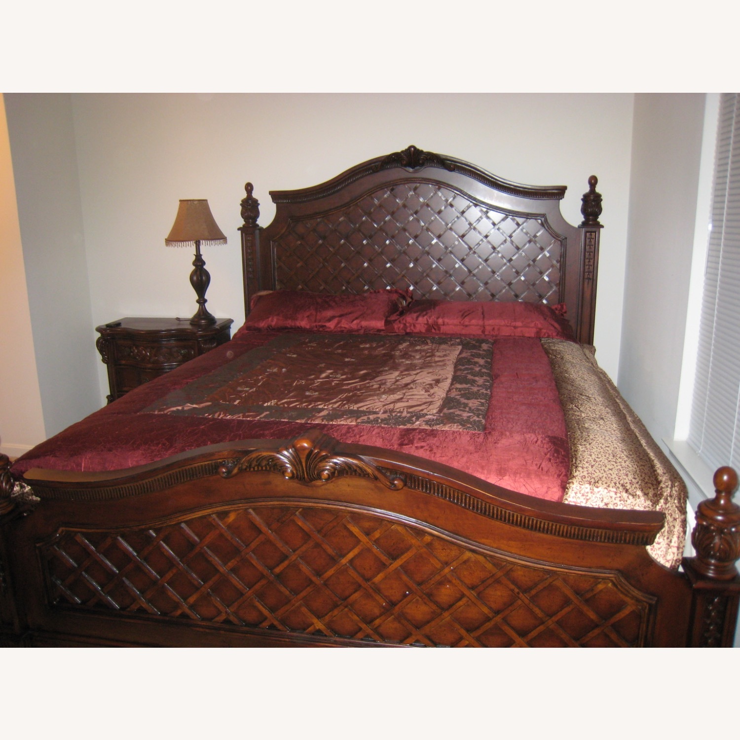 Dark Brown Wood King Bed - image-2