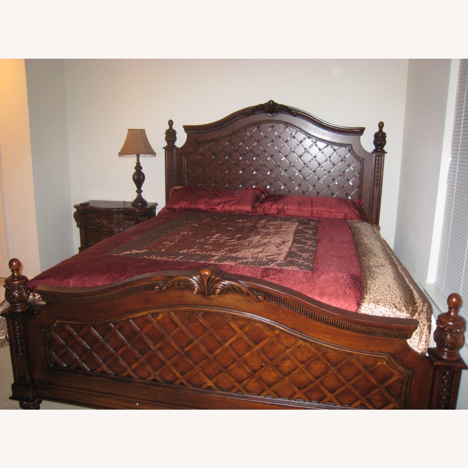 Dark Brown Wood King Bed - image-6