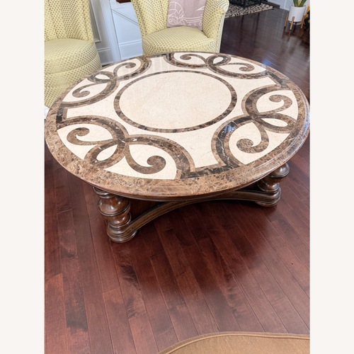 Used Trebbiano Marble Top Round Coffee Table for sale on AptDeco