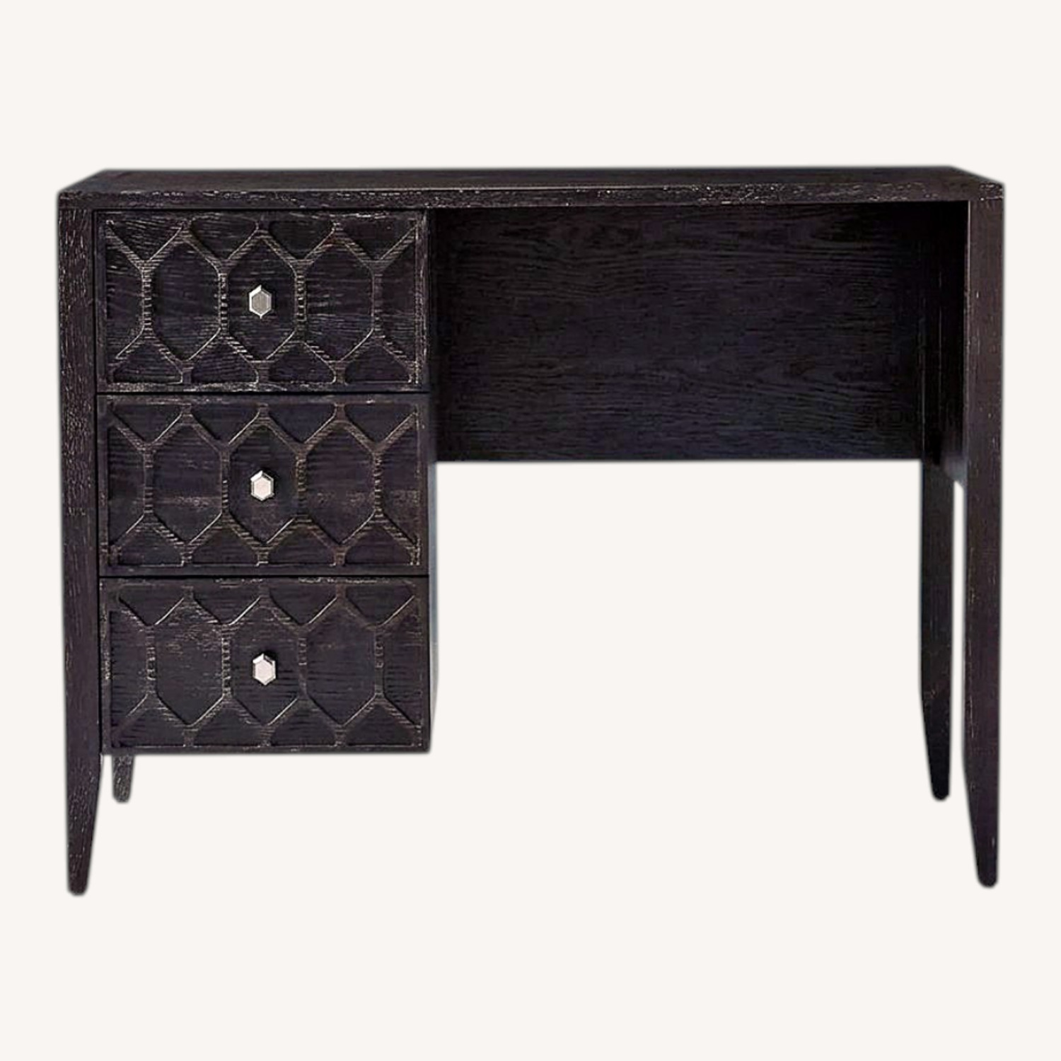 Anthropologie Textured Trellis Black Wood Desk / Vanity - image-0