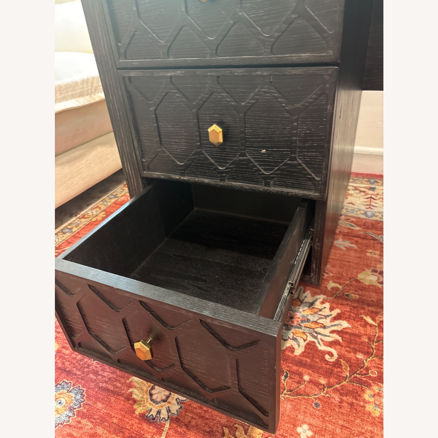 Anthropologie Textured Trellis Black Wood Desk / Vanity - image-4