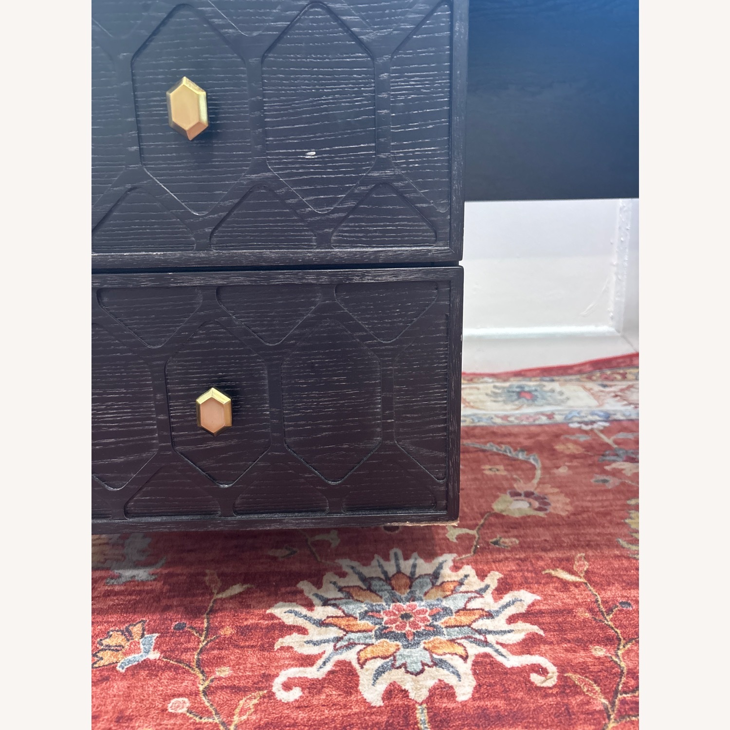 Anthropologie Textured Trellis Black Wood Desk / Vanity - image-3