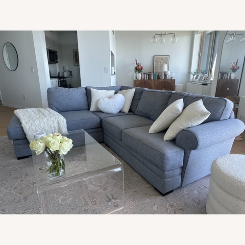 Used Raymour & Flanigan Light Gray 2 Piece Sectional for sale on AptDeco