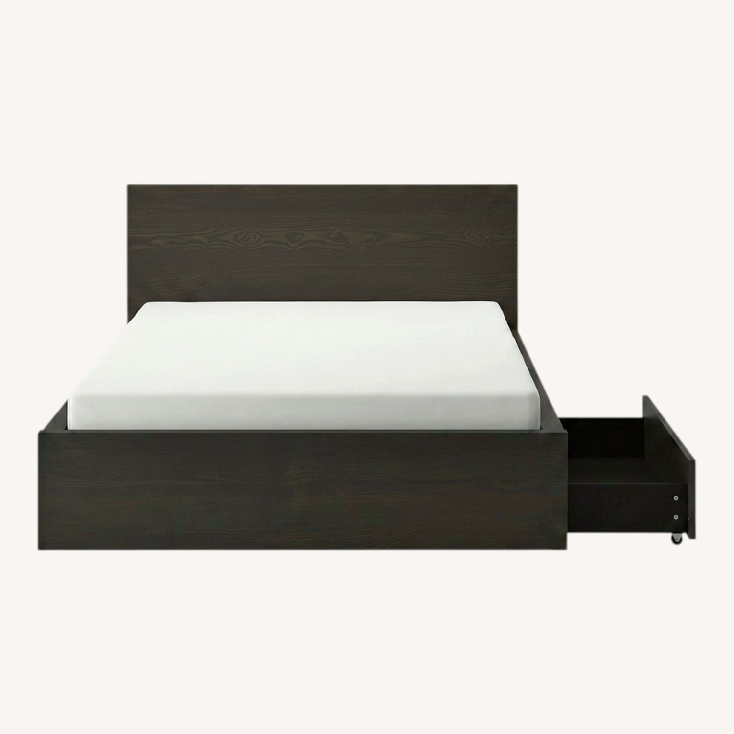 IKEA Malm Black Wood Bed w 2 Storage Drawers - image-0