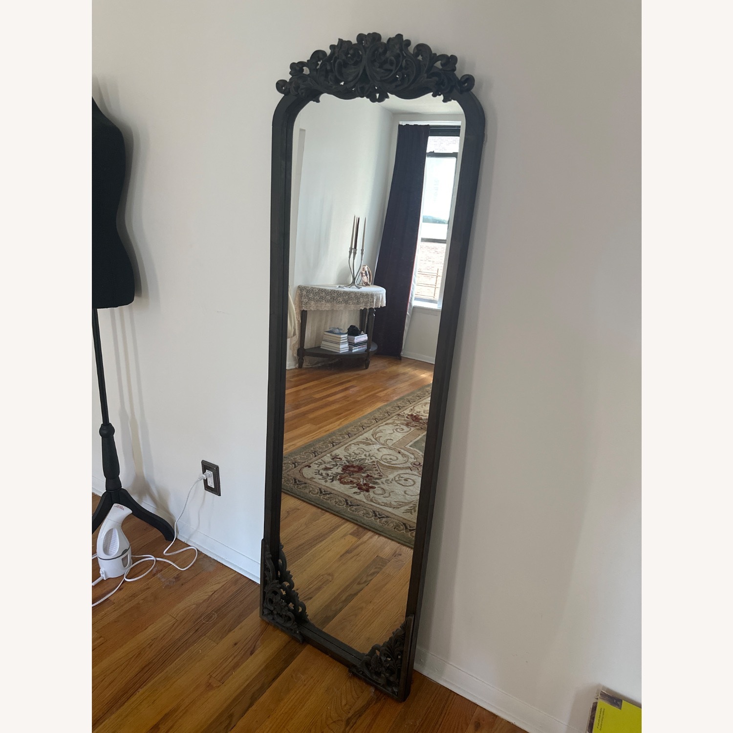 Dark Brown Wood Floor Mirror - image-1