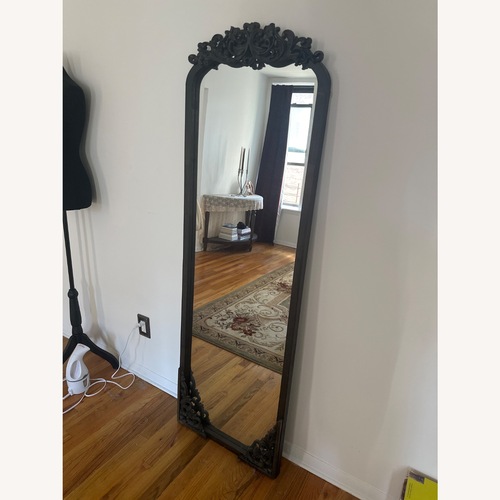 Used Dark Brown Wood Floor Mirror for sale on AptDeco