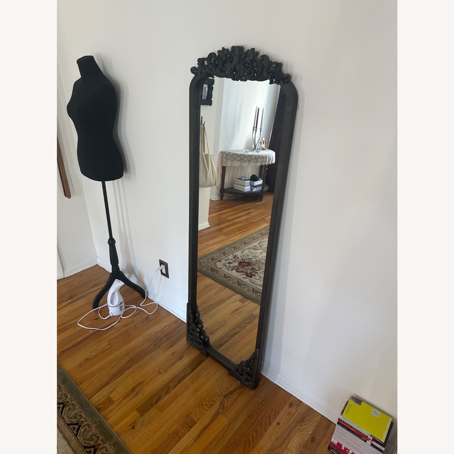 Dark Brown Wood Floor Mirror - image-2