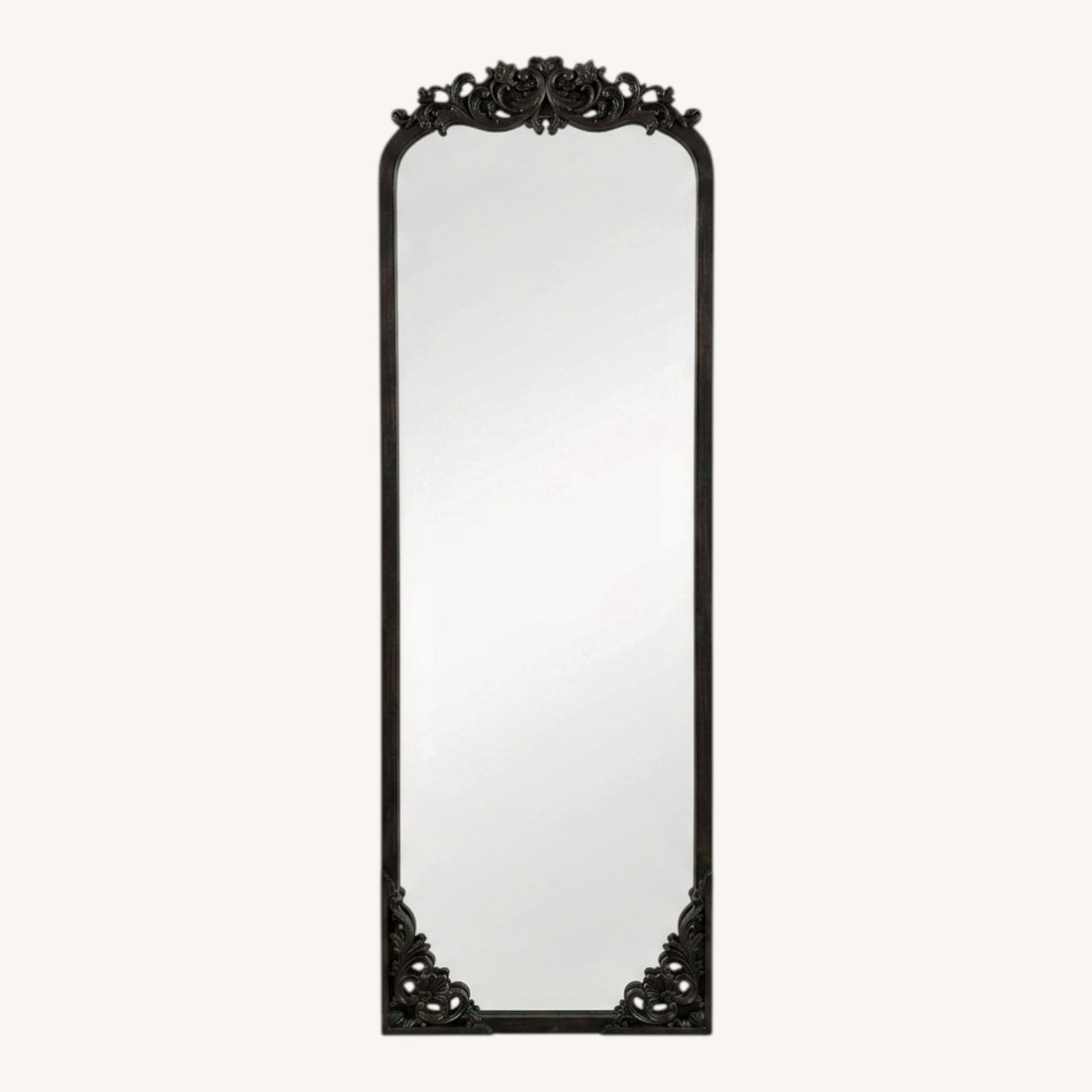 Dark Brown Wood Floor Mirror - image-0