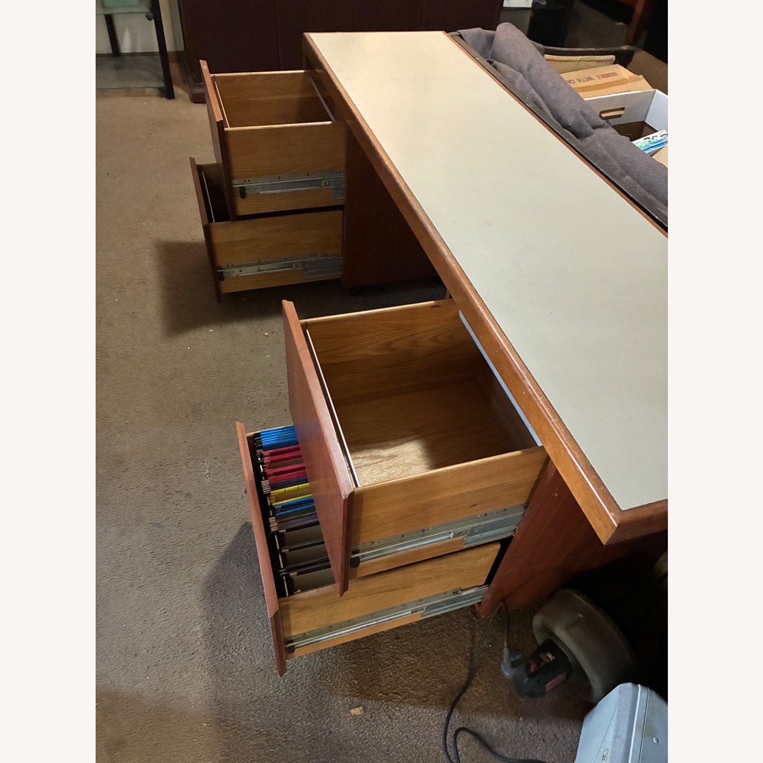 Dark Brown Wood Desk - image-5