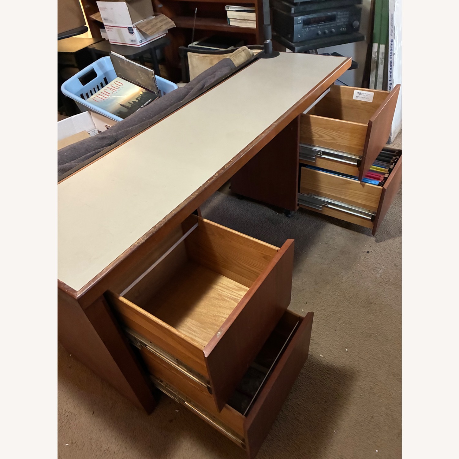 Dark Brown Wood Desk - image-4