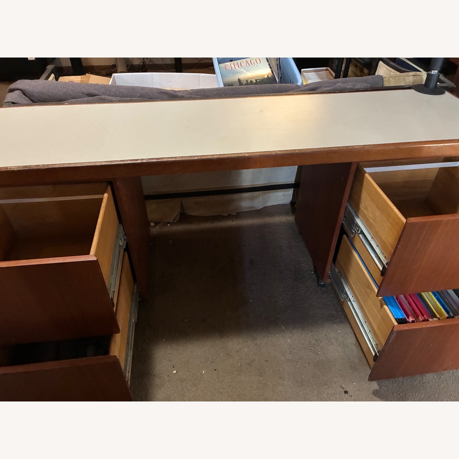 Dark Brown Wood Desk - image-3