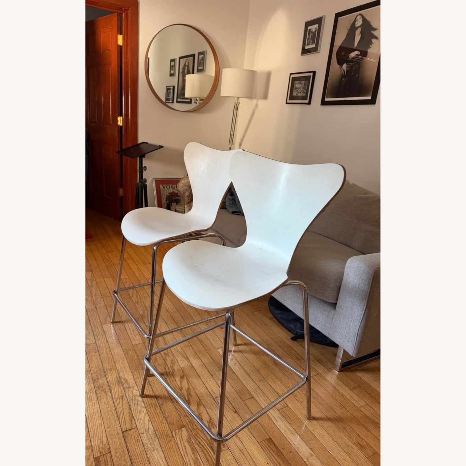Fritz Hansen White Metal Stools - image-3