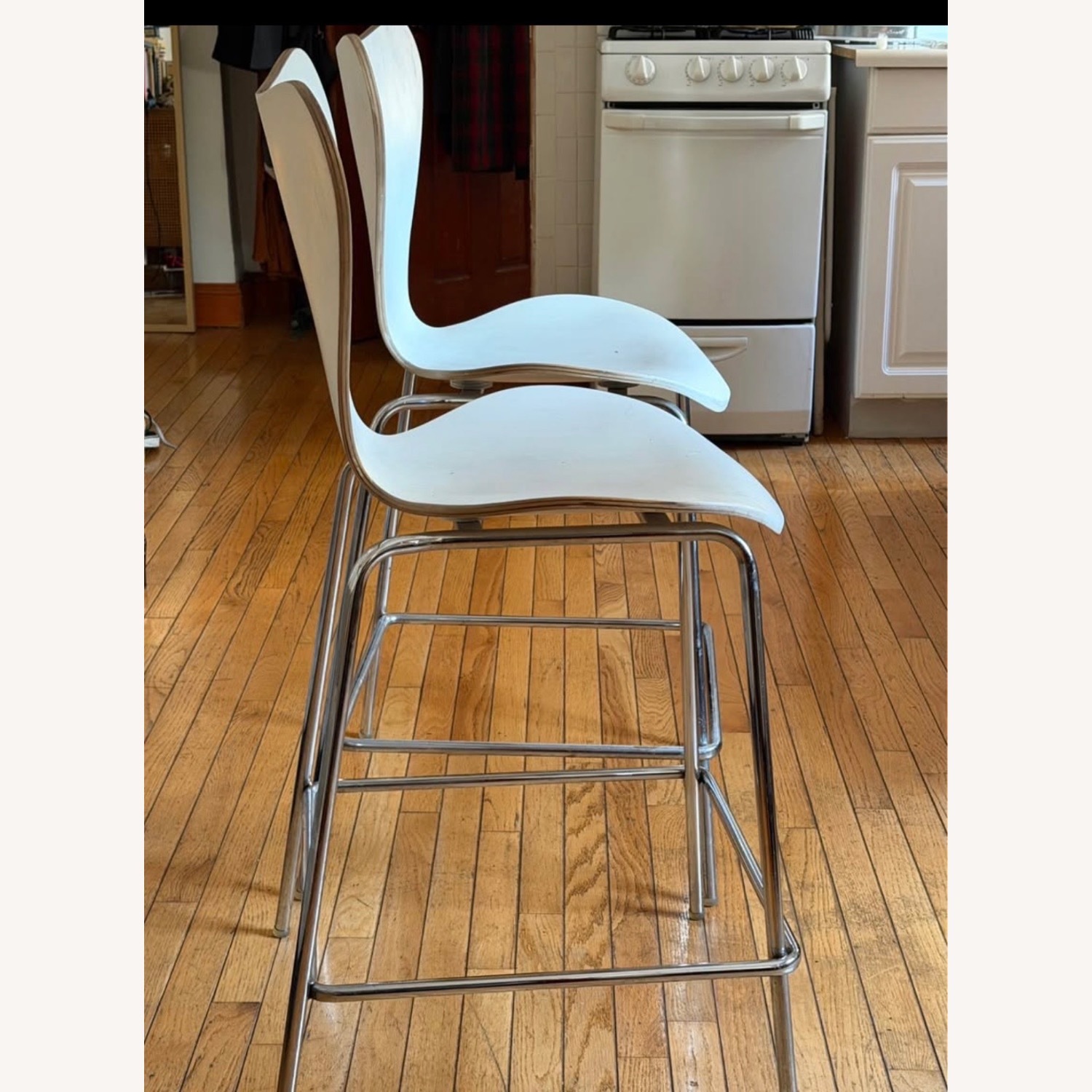 Fritz Hansen White Metal Stools - image-4