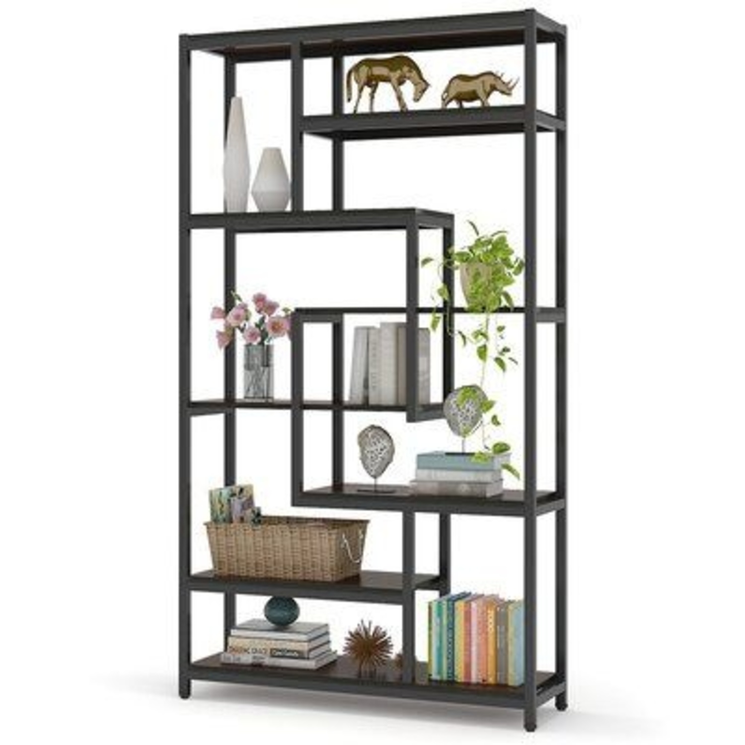 Wayfair Geometric Black Wood Bookcases - image-5