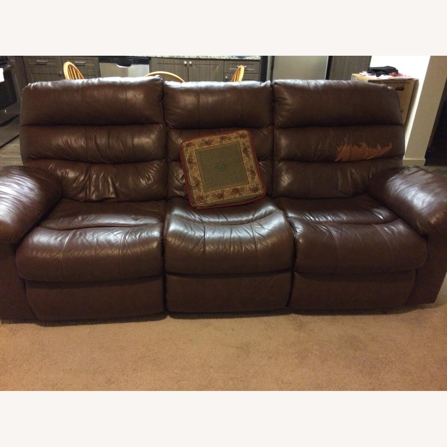 Ashley Furniture Dark Brown Leather Sleeper Sofa - image-3