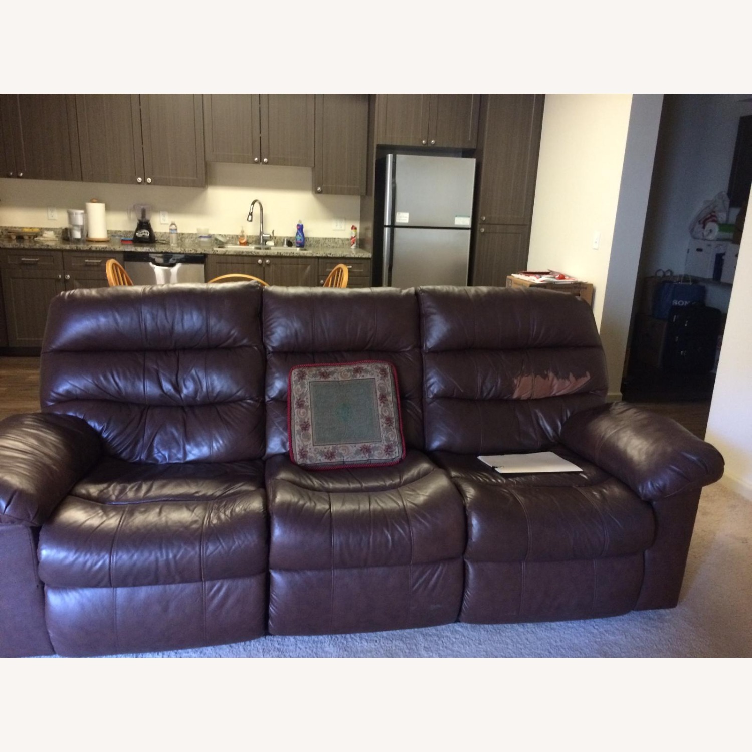 Ashley Furniture Dark Brown Leather Sleeper Sofa - image-1