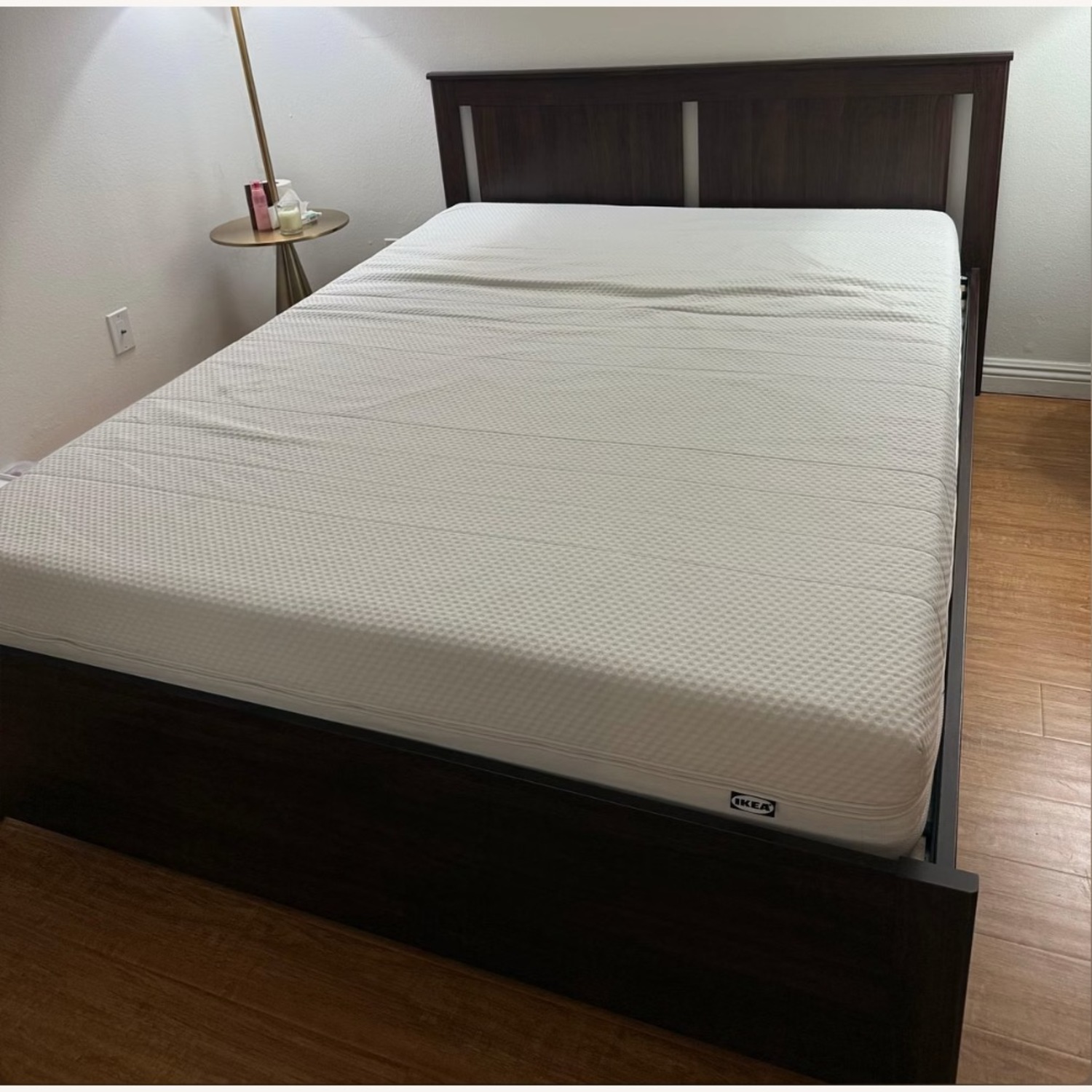 IKEA Songesand Dark Brown Wood Queen Bed - image-1