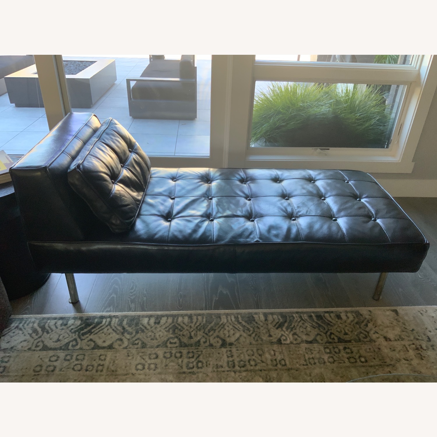 Black Leather Chaise Lounge - image-3