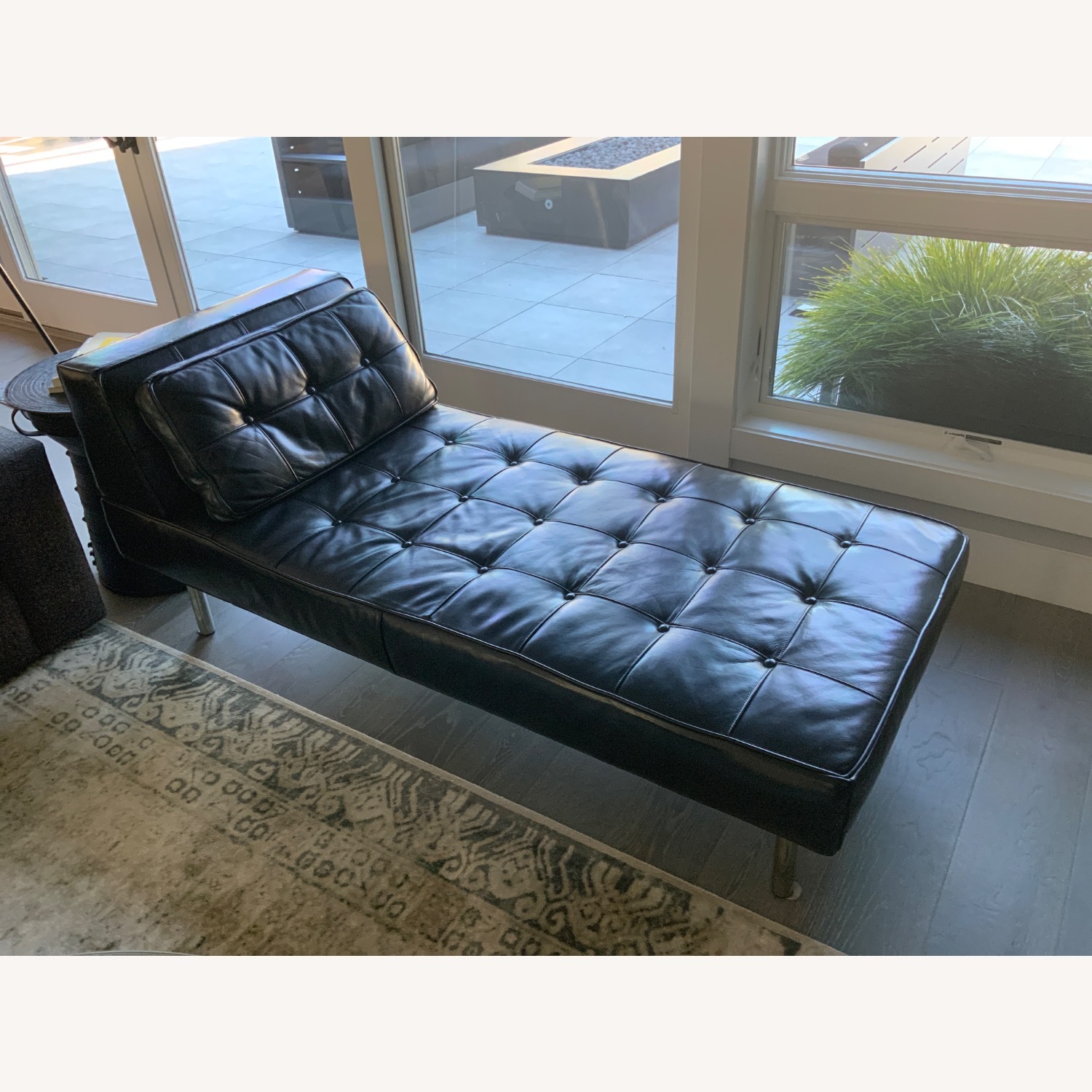 Black Leather Chaise Lounge - image-2