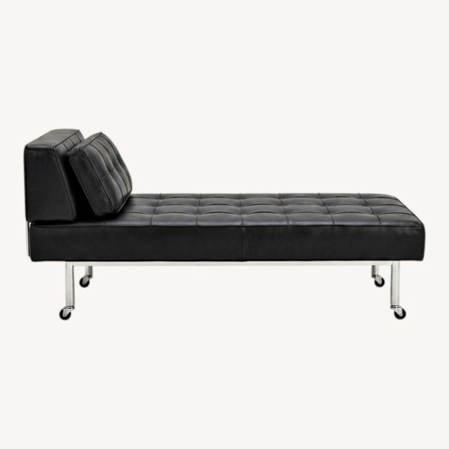 Used Black Leather Chaise Lounge for sale on AptDeco